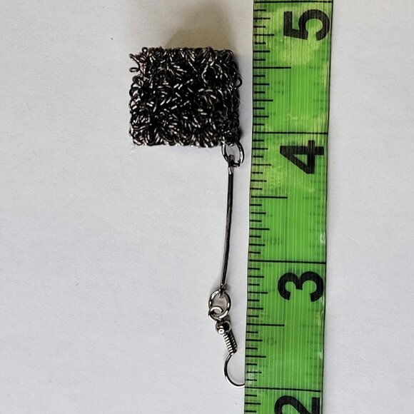 Black Cube Drop Dangle Earrings - Picture 10 of 14